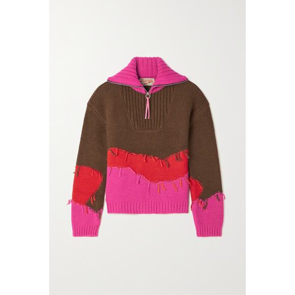 Andersson Bell Mountain Brown Wool Striped Wool-Blend Half-Zip Sweater Size XS - Picture 1 of 4